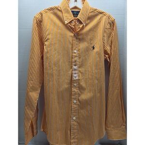 Ralph Lauren Shirt Mens XS Slim fit Orange Striped Long Sleeve Buttondown NWT